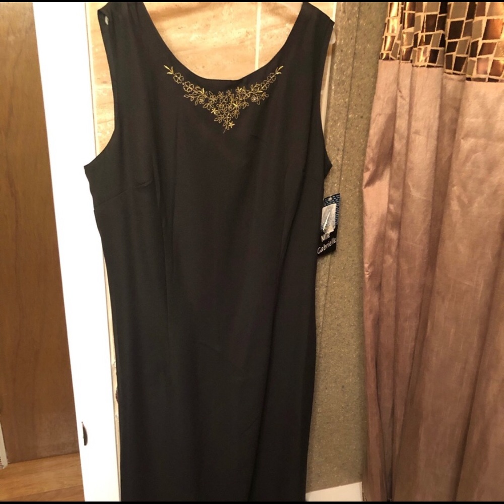 Little Black Dress with Gold Embroidery